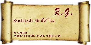 Redlich Gréta névjegykártya